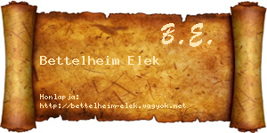 Bettelheim Elek névjegykártya